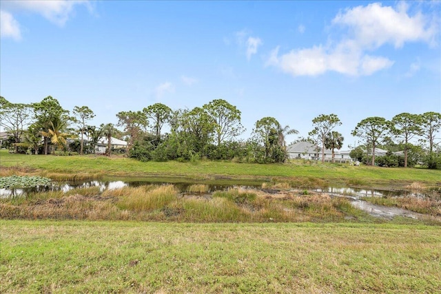 view of yard with a water view