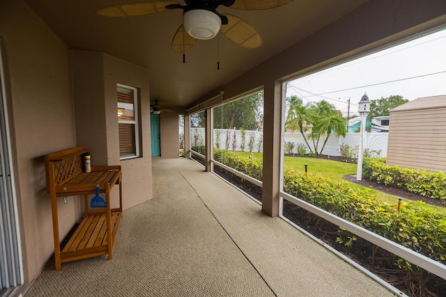 view of patio / terrace featuring ceiling fan