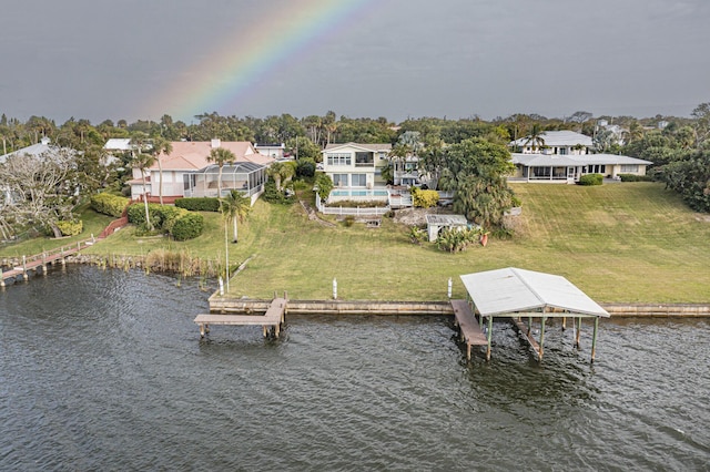 exterior space featuring a water view