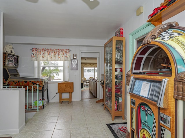 interior space featuring tile patterned flooring