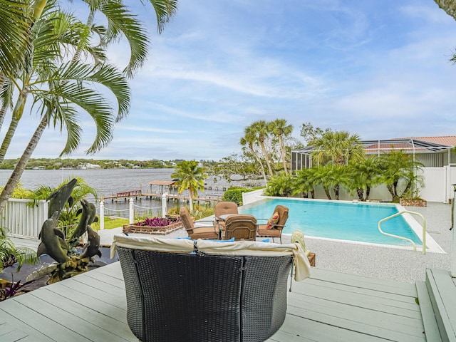 pool with a water view