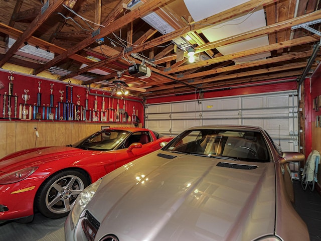 garage with a garage door opener