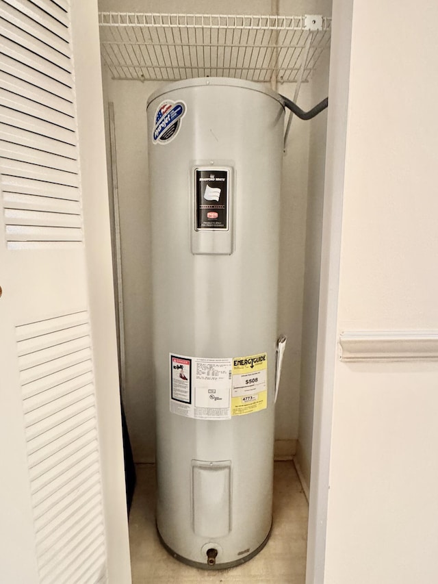 utility room featuring water heater