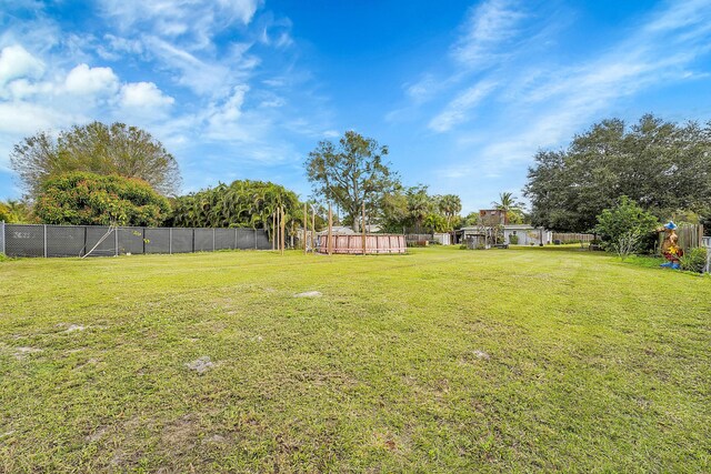 view of yard with a swimming pool