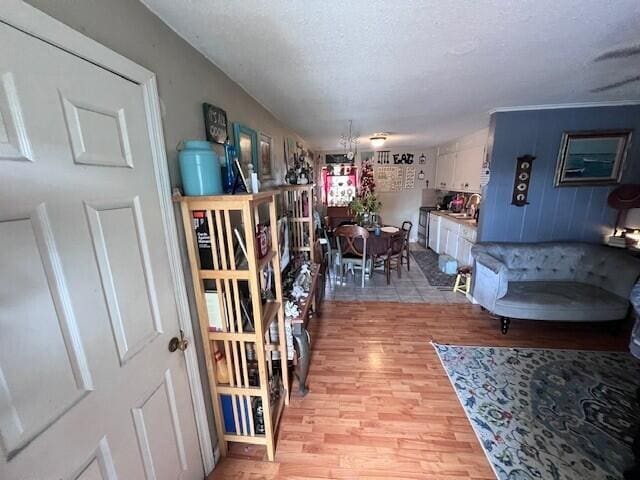 interior space with light hardwood / wood-style floors and sink