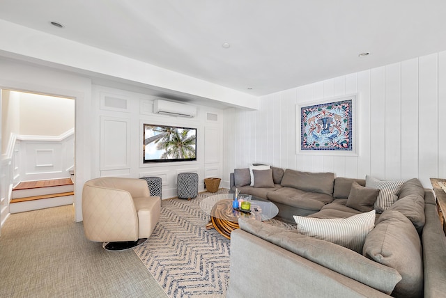 living room with a wall mounted air conditioner