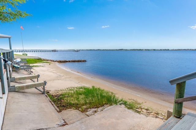 view of water feature with a view of the beach