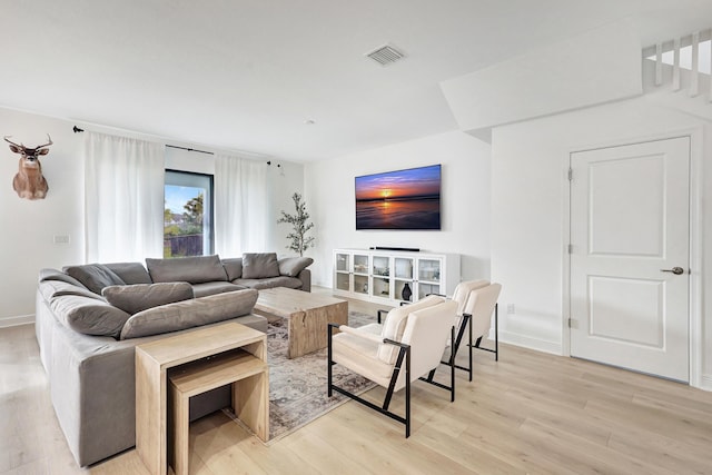 living room with light wood-type flooring