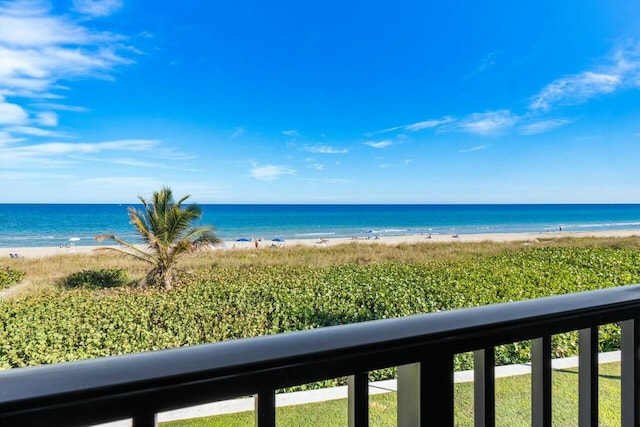 property view of water featuring a view of the beach