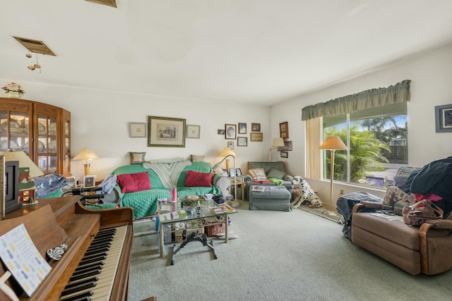 living room featuring carpet flooring