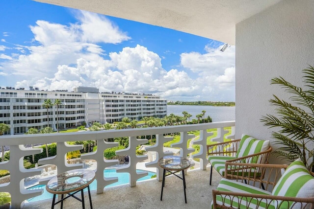 balcony with a water view