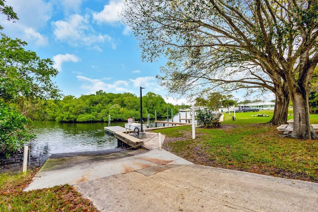 view of dock featuring a water view