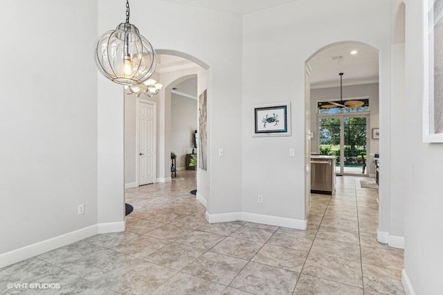 interior space with ornamental molding