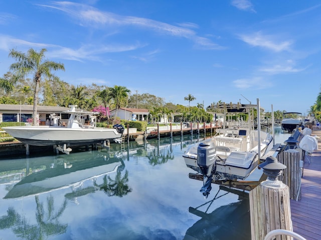 dock area featuring a water view