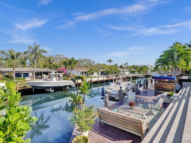 view of dock featuring a water view