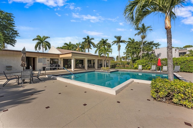 view of pool featuring a patio