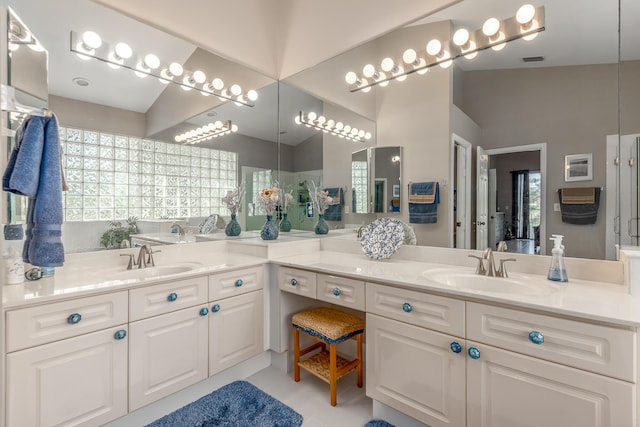 1401 SE Glencoe Ct, Port Saint Lucie, FL 34952 - full bathroom with a sink, tile patterned flooring, double vanity, and visible vents