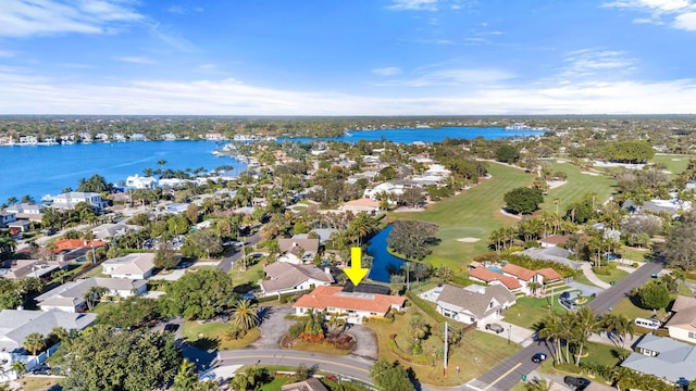 bird's eye view featuring a water view