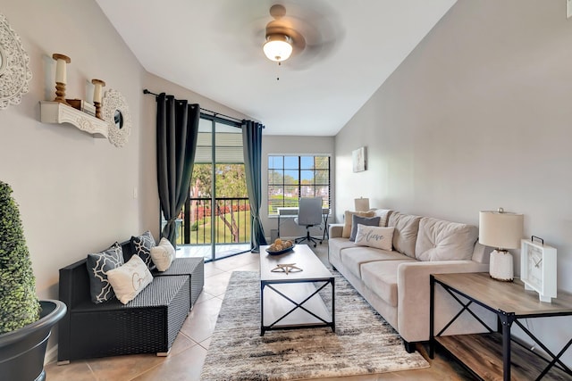 view of tiled living room