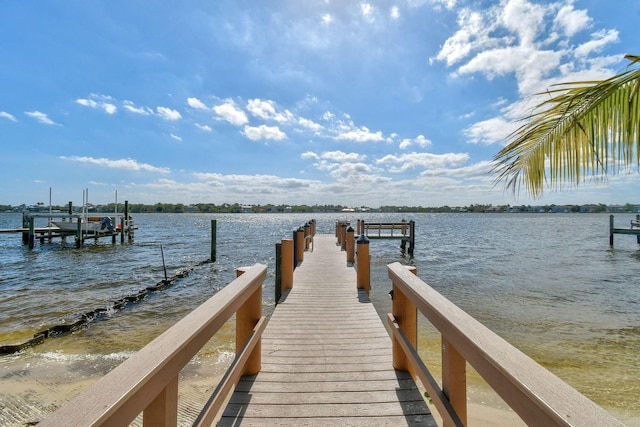 dock area featuring a water view