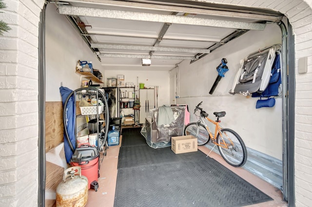 garage with a garage door opener