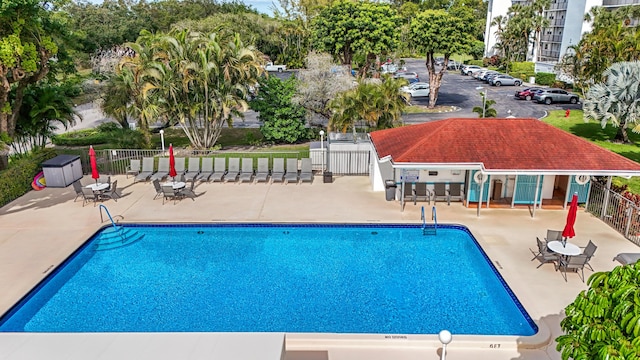 view of swimming pool with a patio