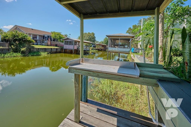 view of dock featuring a water view