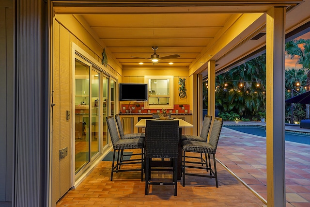 view of patio with ceiling fan