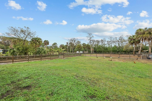 view of yard with a rural view