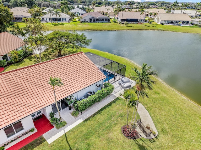 bird's eye view featuring a water view