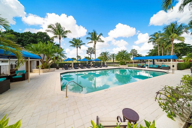 view of pool featuring a patio