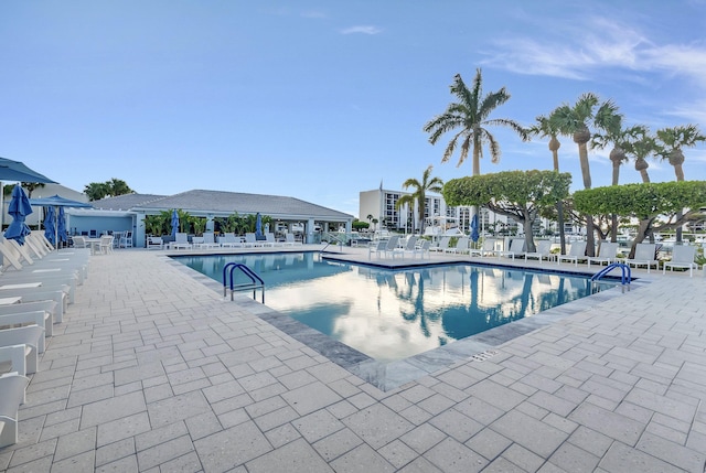 view of pool featuring a patio