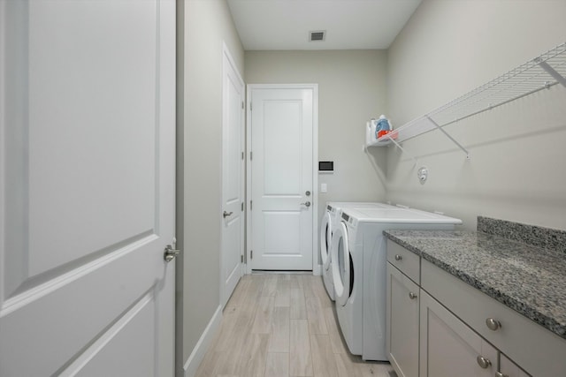 laundry area featuring light hardwood / wood-style floors and separate washer and dryer