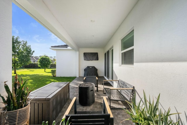 view of patio / terrace featuring a grill