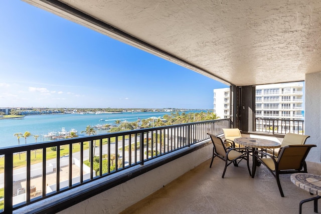 balcony with a water view