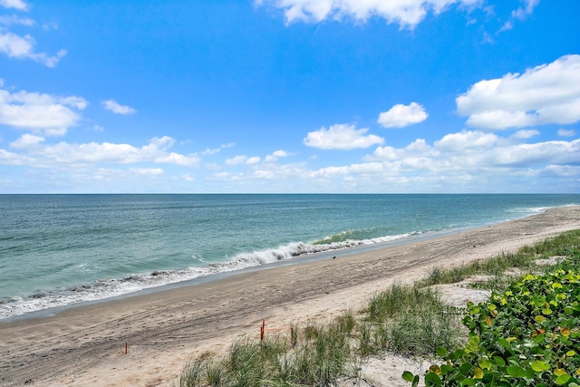 property view of water with a beach view