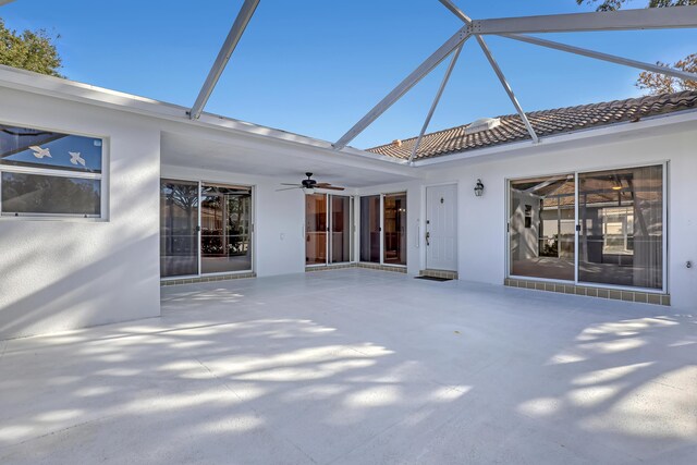 3704 Water Oak Ct, Palm Beach Gardens, FL 33410 - view of patio with ceiling fan and a lanai