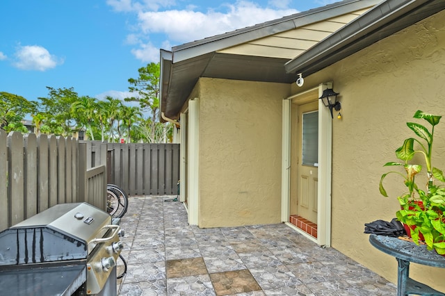 view of patio with area for grilling