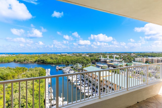 balcony with a water view