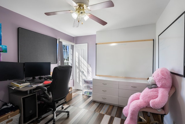 home office featuring ceiling fan