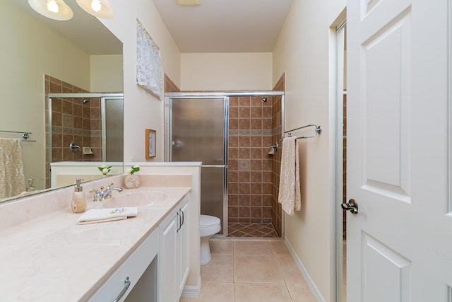 306 SW Tomoka Springs Dr, Port Saint Lucie, FL 34986 - bathroom with a shower stall, tile patterned floors, vanity, and toilet