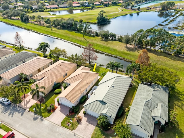 306 SW Tomoka Springs Dr, Port Saint Lucie, FL 34986 - bird's eye view featuring a residential view, a water view, and view of golf course