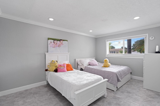 bedroom with crown molding