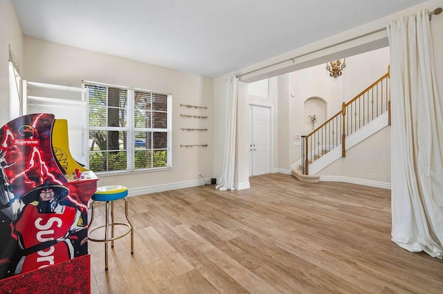 interior space with light hardwood / wood-style floors