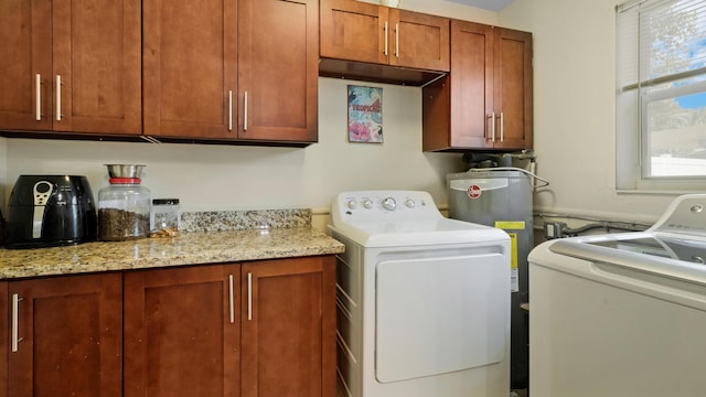 washroom featuring washing machine and clothes dryer and water heater