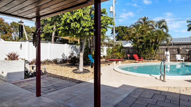 view of swimming pool with a patio area