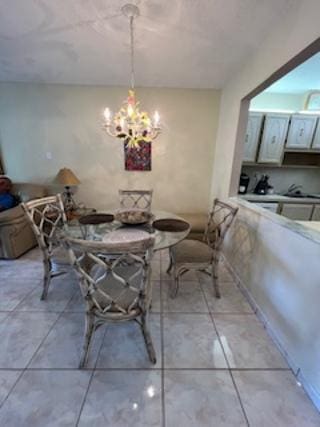 dining area featuring a chandelier