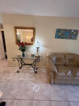 view of tiled living room