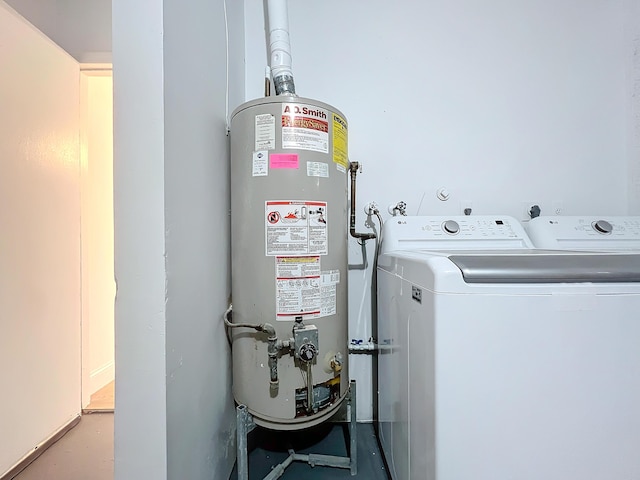 washroom featuring washer / clothes dryer and gas water heater