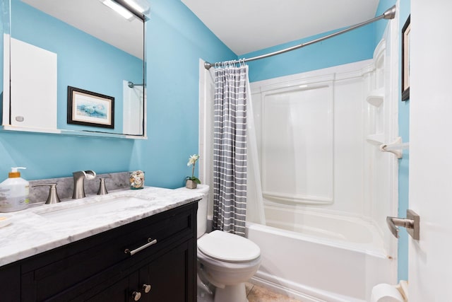 5280 SE Dell St, Stuart, FL 34997 - bathroom with vanity, toilet, and shower / bathtub combination with curtain